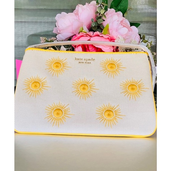 Kate Spade Sunkiss Embroidered Canvas Sun Pouch Wristlet NWT - Picture 6 of 11